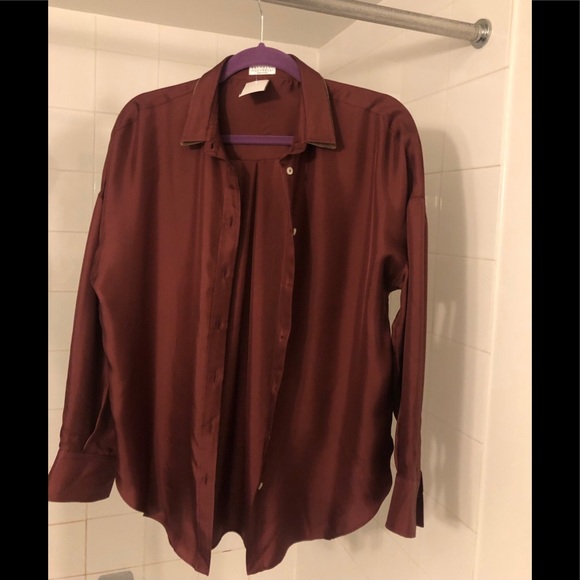 Beautiful burgundy Brunello Cucinelli Silk blouse - Picture 2 of 3